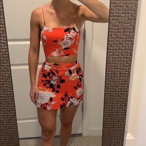 2 piece Lulu’s crop & mini skirt set